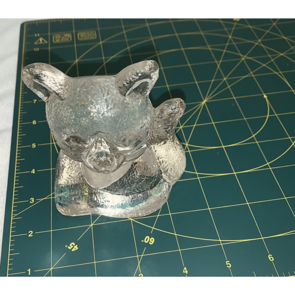 Vtg PartyLite Handcrafted Art Clear Glass Cat Votive Candle Holder Kitty Heavy - Picture 3 of 10